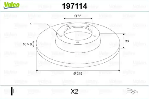 спирачен диск VALEO 197114
