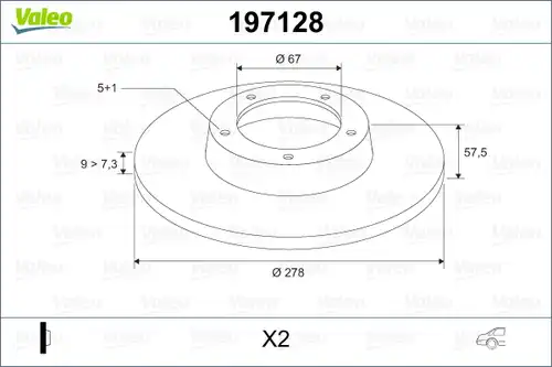 спирачен диск VALEO 197128