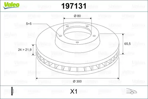 спирачен диск VALEO 197131