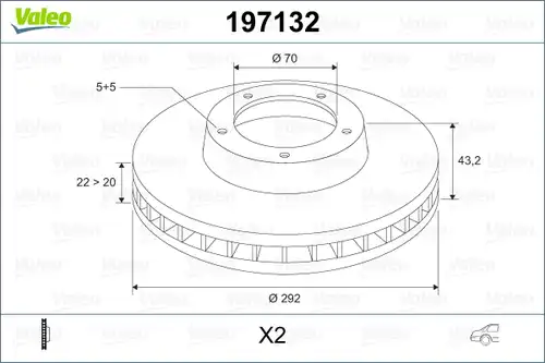 спирачен диск VALEO 197132