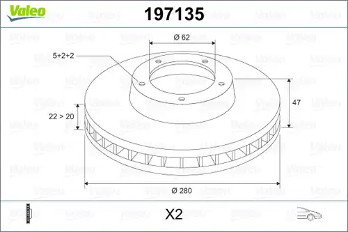 спирачен диск VALEO 197135