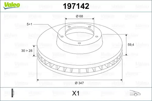 спирачен диск VALEO 197142