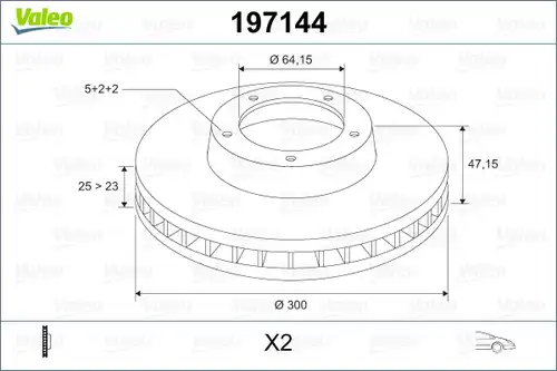 спирачен диск VALEO 197144