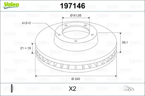 спирачен диск VALEO 197146