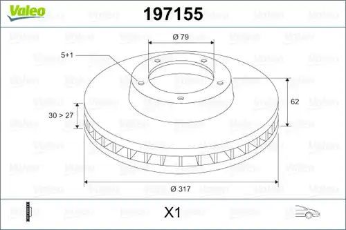 спирачен диск VALEO 197155