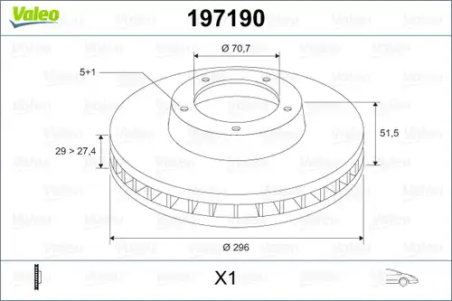 спирачен диск VALEO 197190