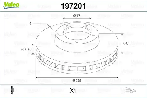 спирачен диск VALEO 197201
