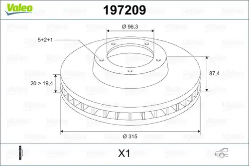 спирачен диск VALEO 197209