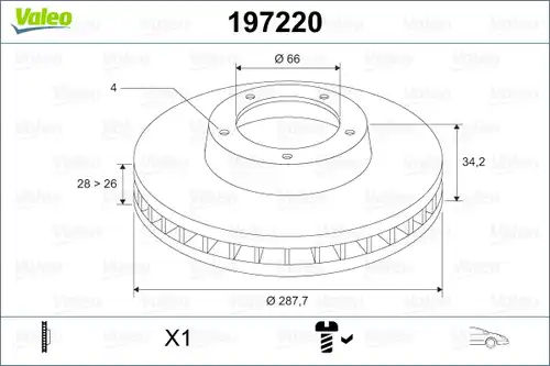 спирачен диск VALEO 197220
