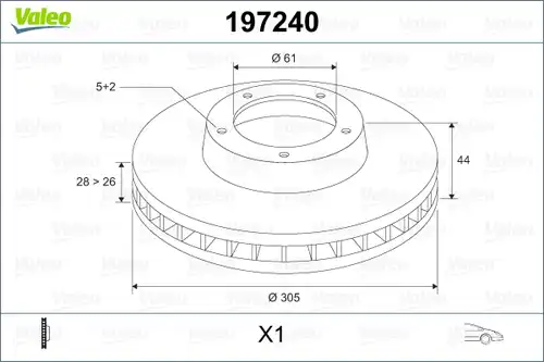 спирачен диск VALEO 197240