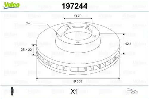 спирачен диск VALEO 197244