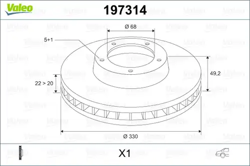 спирачен диск VALEO 197314