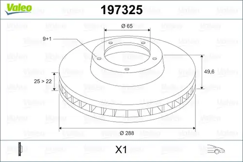 спирачен диск VALEO 197325
