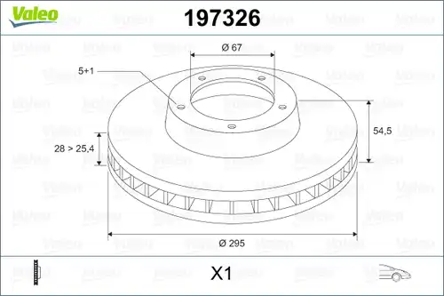 спирачен диск VALEO 197326