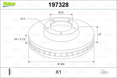 спирачен диск VALEO 197328