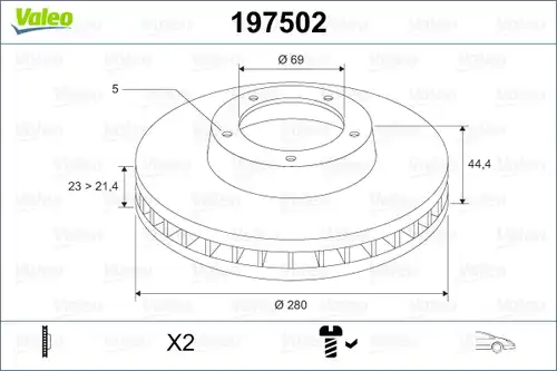 спирачен диск VALEO 197502
