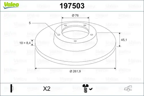 спирачен диск VALEO 197503