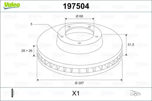 спирачен диск VALEO 197504