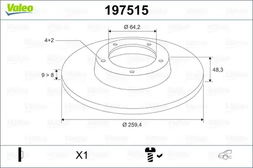 спирачен диск VALEO 197515