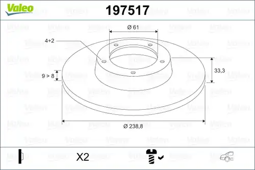 спирачен диск VALEO 197517