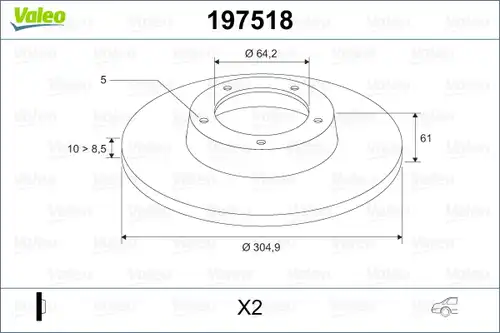 спирачен диск VALEO 197518