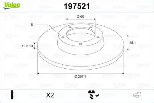спирачен диск VALEO 197521
