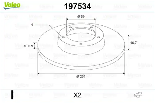 спирачен диск VALEO 197534