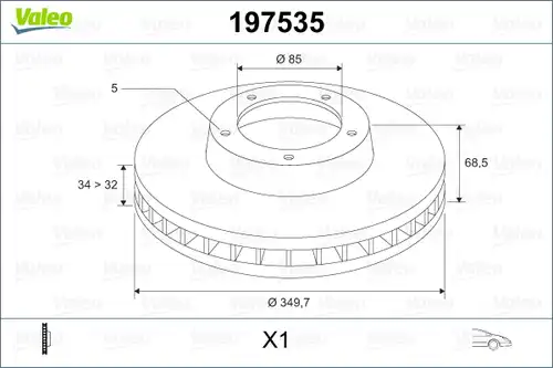 спирачен диск VALEO 197535