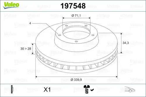 спирачен диск VALEO 197548