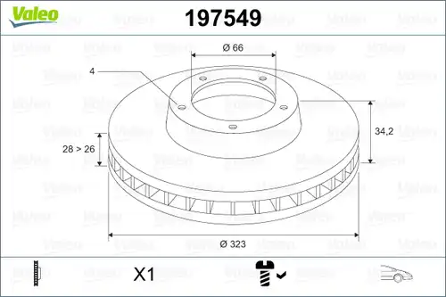 спирачен диск VALEO 197549