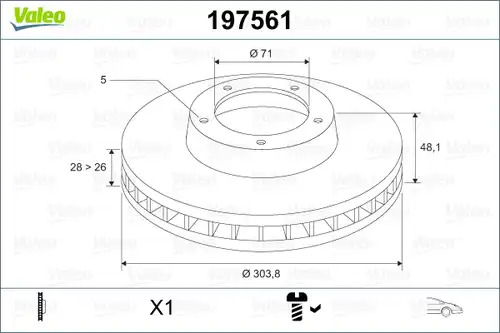 спирачен диск VALEO 197561