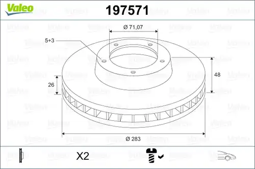 спирачен диск VALEO 197571