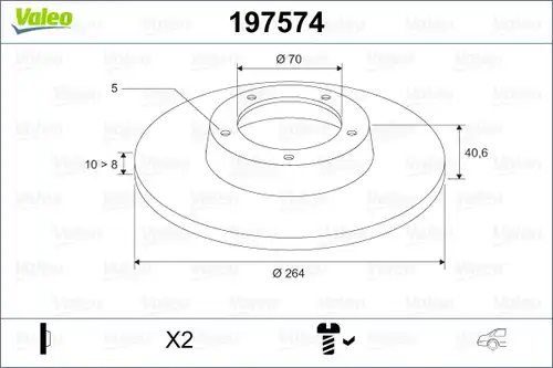 спирачен диск VALEO 197574
