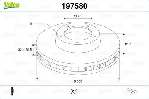 спирачен диск VALEO 197580
