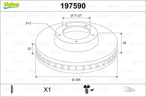 спирачен диск VALEO 197590