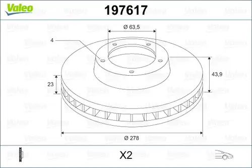 спирачен диск VALEO 197617