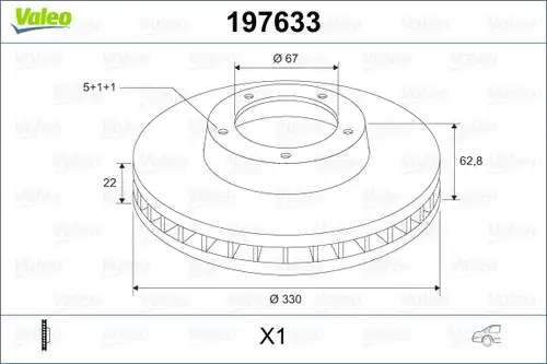 спирачен диск VALEO 197633