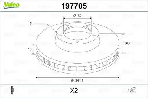 спирачен диск VALEO 197705