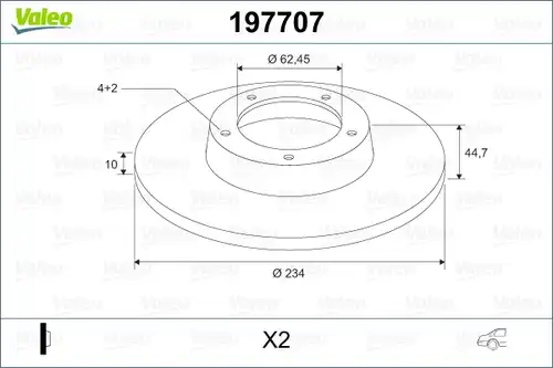 спирачен диск VALEO 197707
