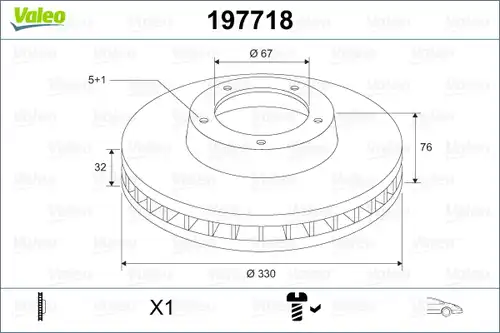 спирачен диск VALEO 197718