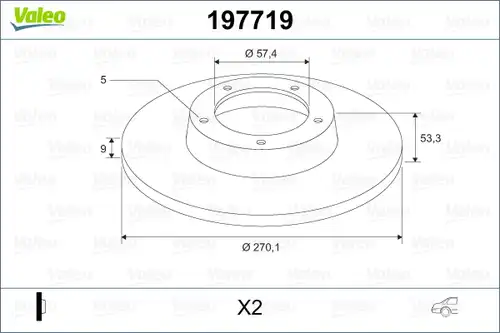 спирачен диск VALEO 197719