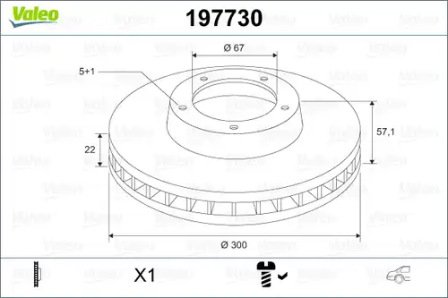 спирачен диск VALEO 197730
