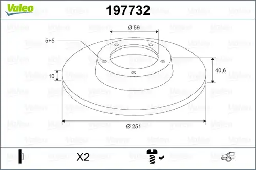 спирачен диск VALEO 197732