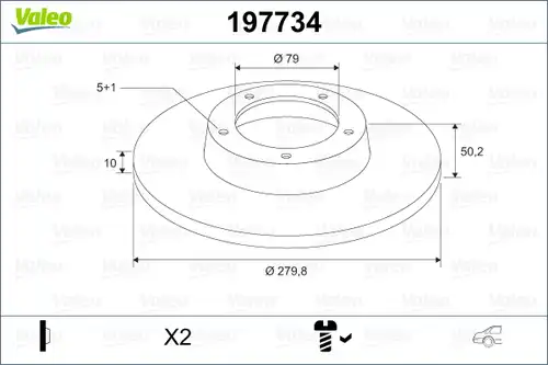 спирачен диск VALEO 197734