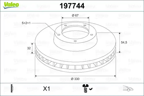 спирачен диск VALEO 197744