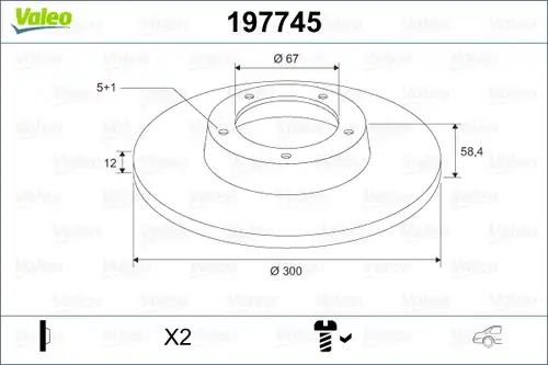 спирачен диск VALEO 197745