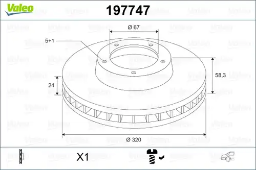спирачен диск VALEO 197747
