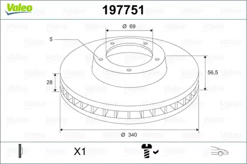спирачен диск VALEO 197751
