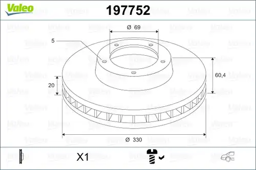 спирачен диск VALEO 197752