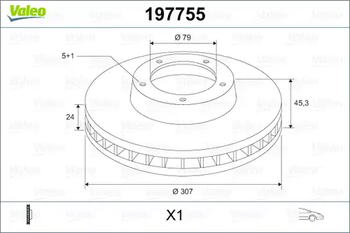 спирачен диск VALEO 197755